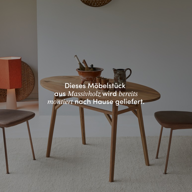 Elena - Ovaler Tisch aus massivem recyceltem Teakholz für 2-4 Personen