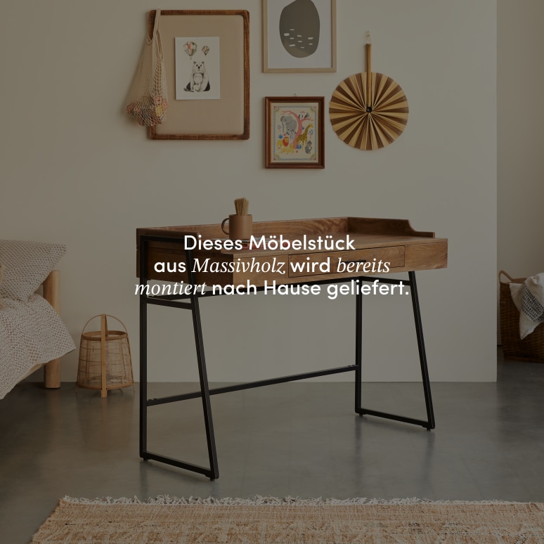 Hedda - Kinderschreibtisch aus massivem Mangoholz und Metall