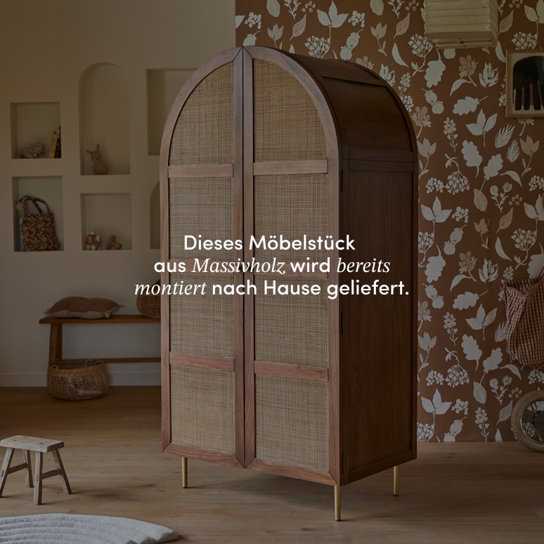 Lisbeth - Kinderschrank aus Ulme und Rattangeflecht