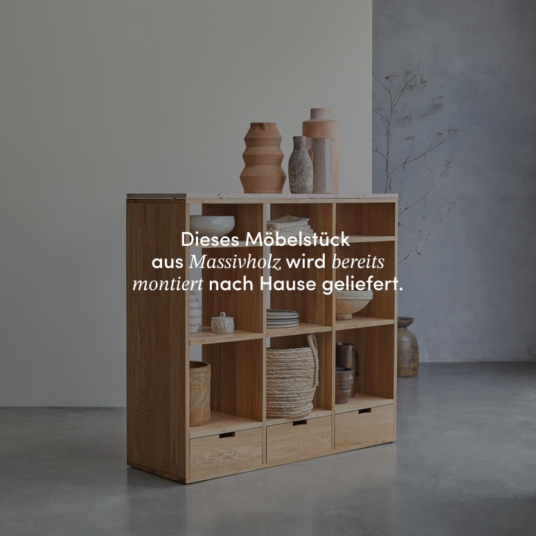 Miho - Konsole aus massivem Eichenholz und Premium-Terrazzo Pink