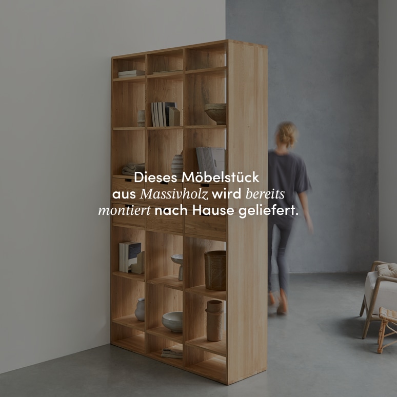 Miho - Hohes Bücherregal aus Eichenholz massiv