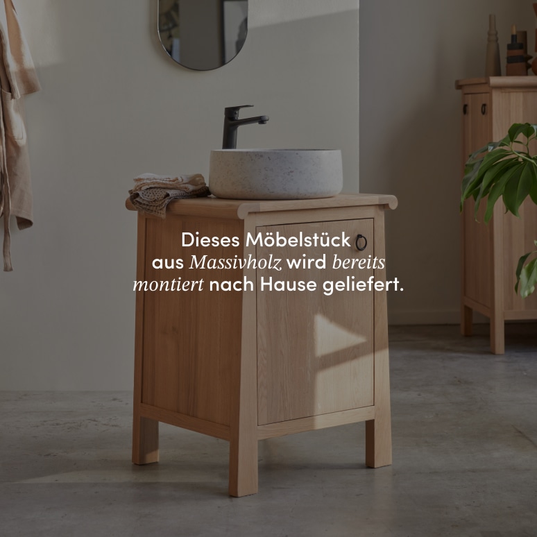 Volute - Waschtischunterschrank aus massiver Eiche 65 cm