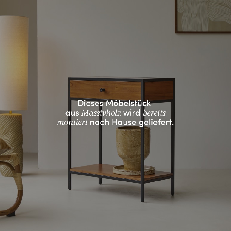 Agra - Konsole aus massiver Akazie und Metall mit 1 Schublade
