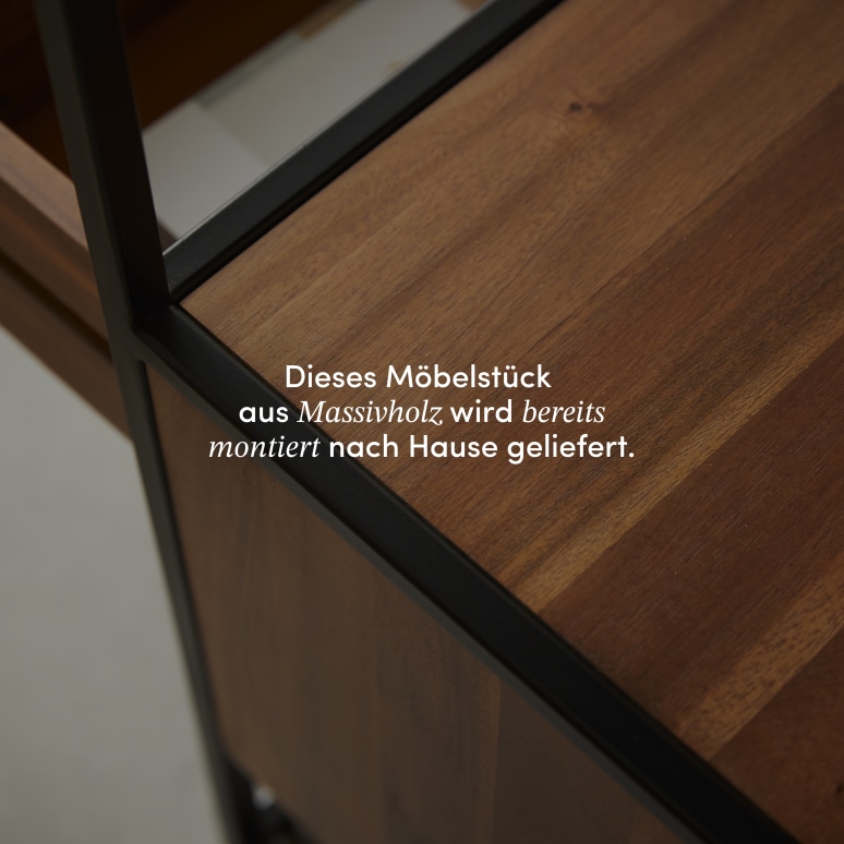 Agra - Nachttisch aus massiver Akazie und Metall