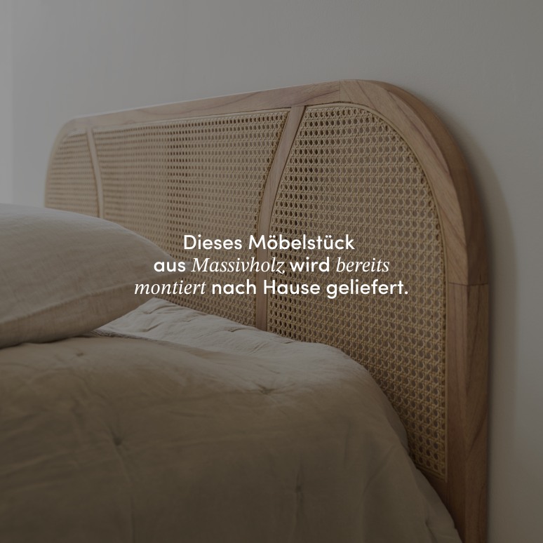 Billie - Kopfteil aus massivem Mindiholz und Rohrgeflecht 160 cm