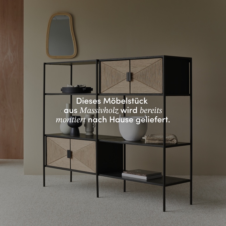 Fidele - Bücherregal aus massivem Mangoholz und Metall