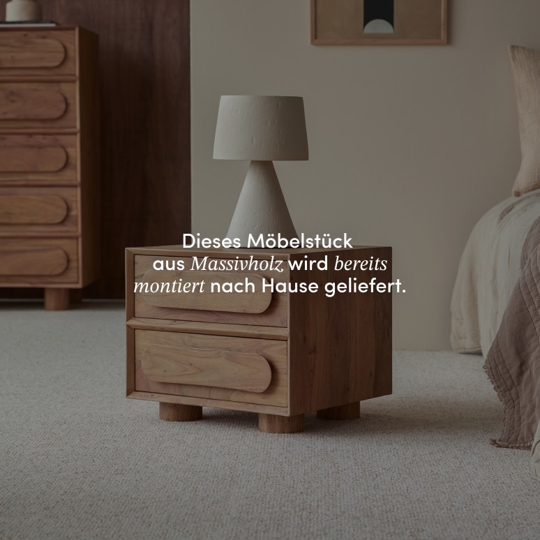 Olga - Nachttisch aus massivem Akazienholz 2 Schubladen