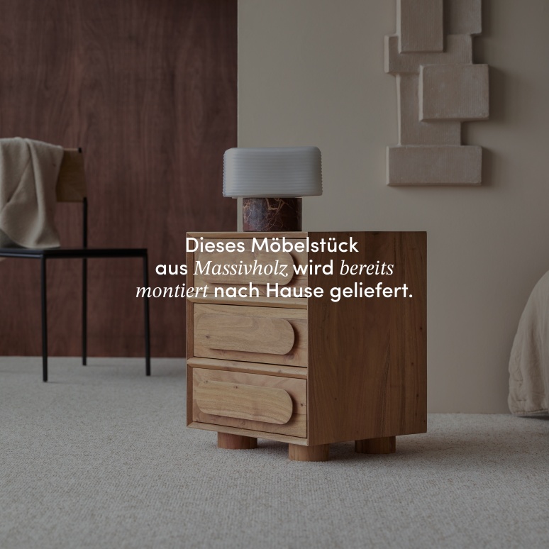Olga - Nachttisch aus massivem Akazienholz 3 Schubladen