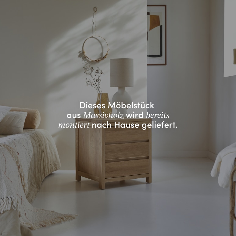 Eden - Nachttisch aus massivem Eichenholz mit 3 Schubladen
