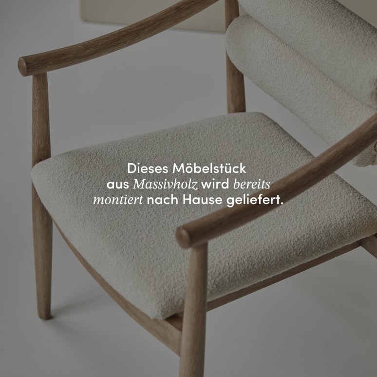 Colombe - Sessel aus massivem Akazienholz und Boucléstoff –