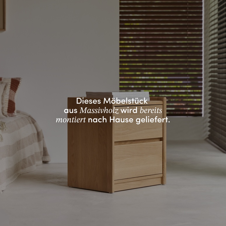 Arto - Nachttisch aus massivem Eichenholz mit 2 Schubladen