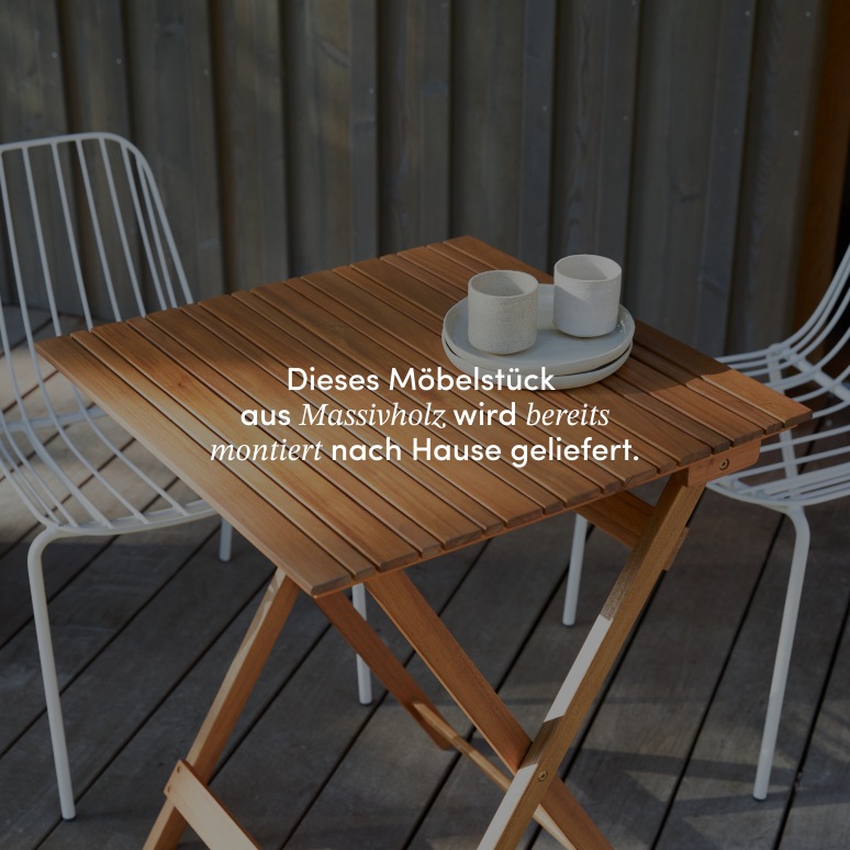 Bistro - Outdoor Gartenmöbel Set aus massiver Akazie und Metall white, 2 Stühle