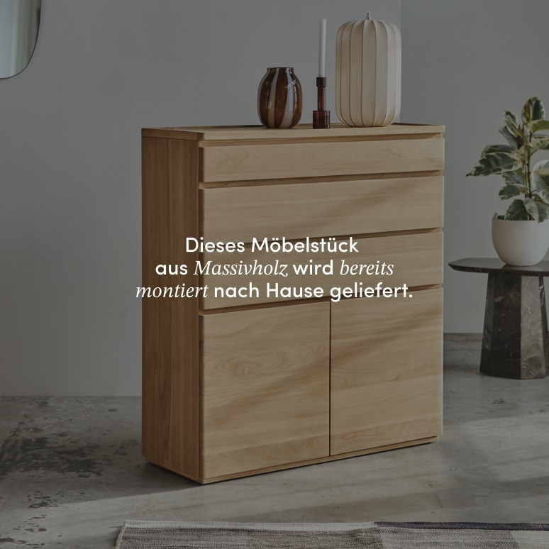 Nino - Sideboard aus massivem Teakholz, 110 cm