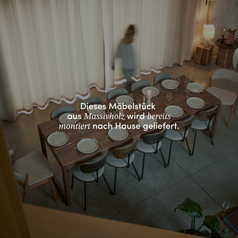 Arto - Ausziehtisch aus massivem Nussbaumholz, 6–12 Pers.