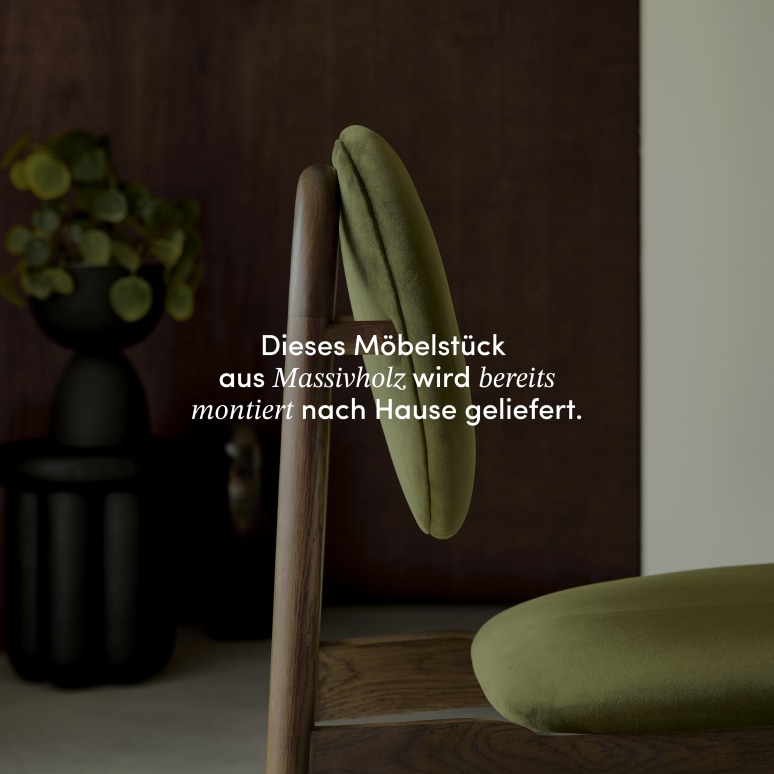 Olive - Stuhl aus massiver Eiche und grünem Samt