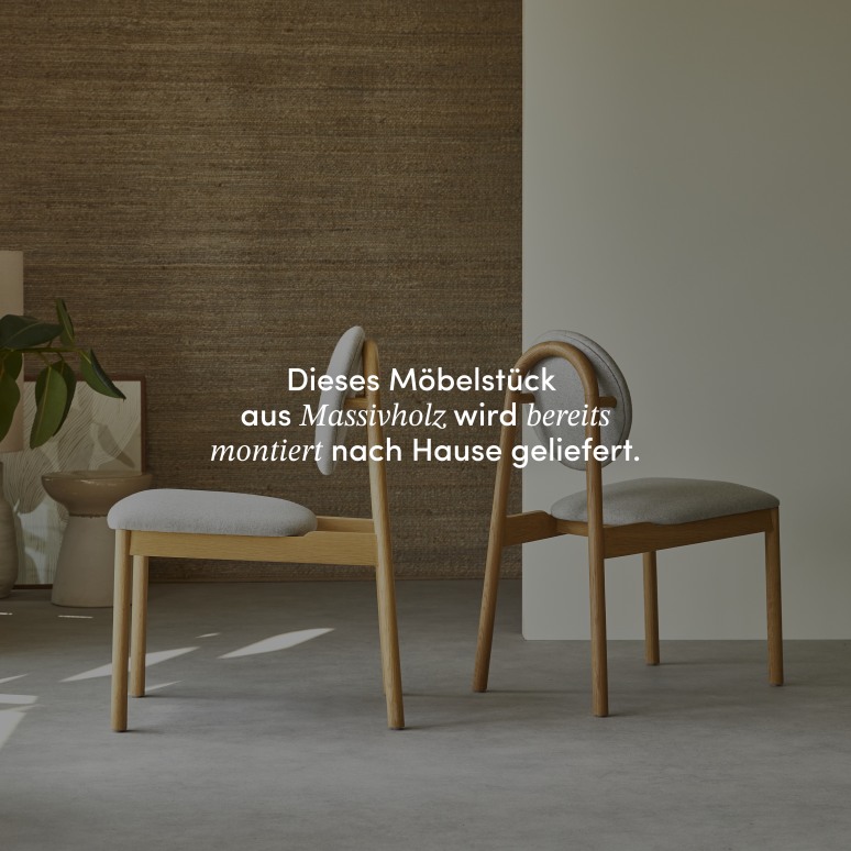 Olive - Stuhl aus massiver Eiche und grauer Wolle