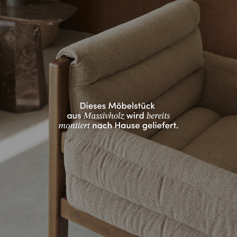 Orso - Sessel aus massiver Eiche und beigefarbenem Stoff