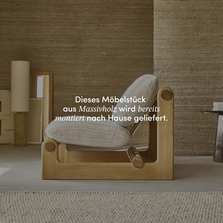 Aimé - XL-Sessel aus massiver Eiche und beigem Stoff