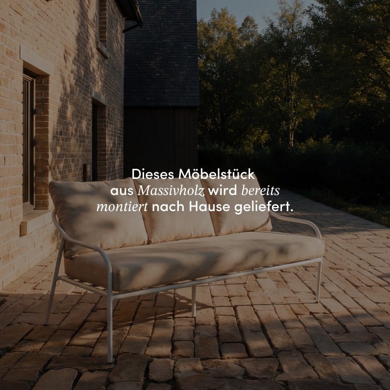 Luca - Gartenlounge aus naturfarbenem Stoff und weißem Metall, 4-Sitzer