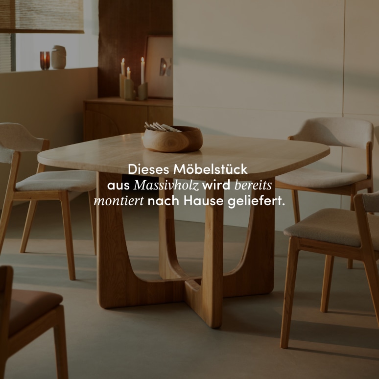 Mattia - Tisch aus massiver Eiche und Travertin, 4 Pers.