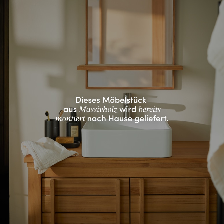 Rose - Waschtischunterschrank aus massivem Teakholz 90 cm