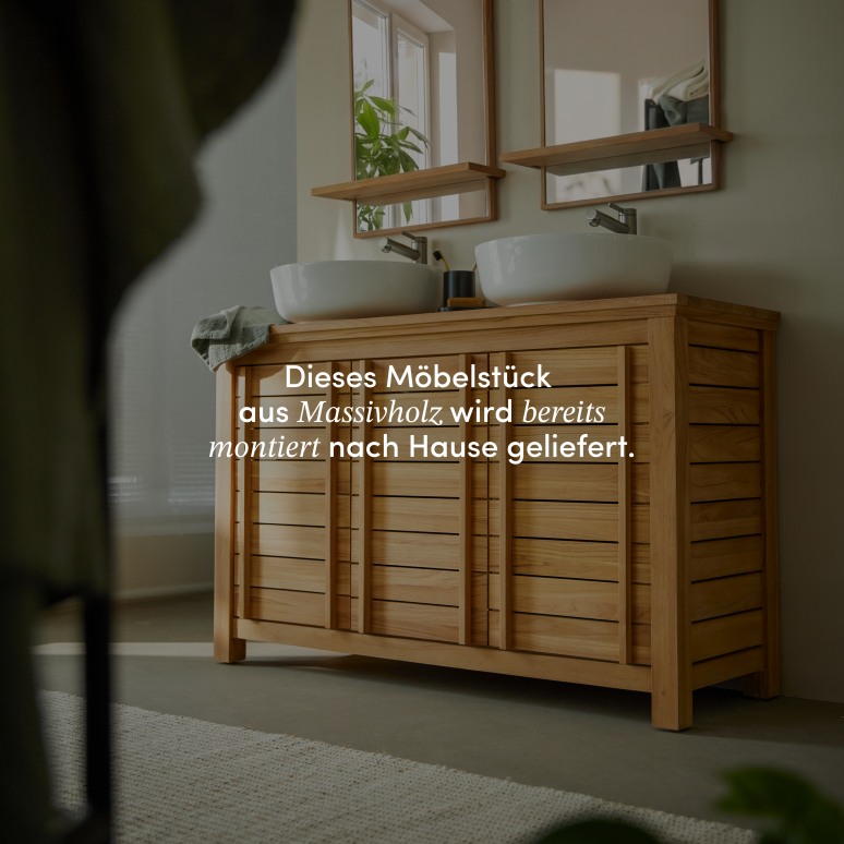 Rose - Waschtischunterschrank aus massivem Teakholz 125 cm