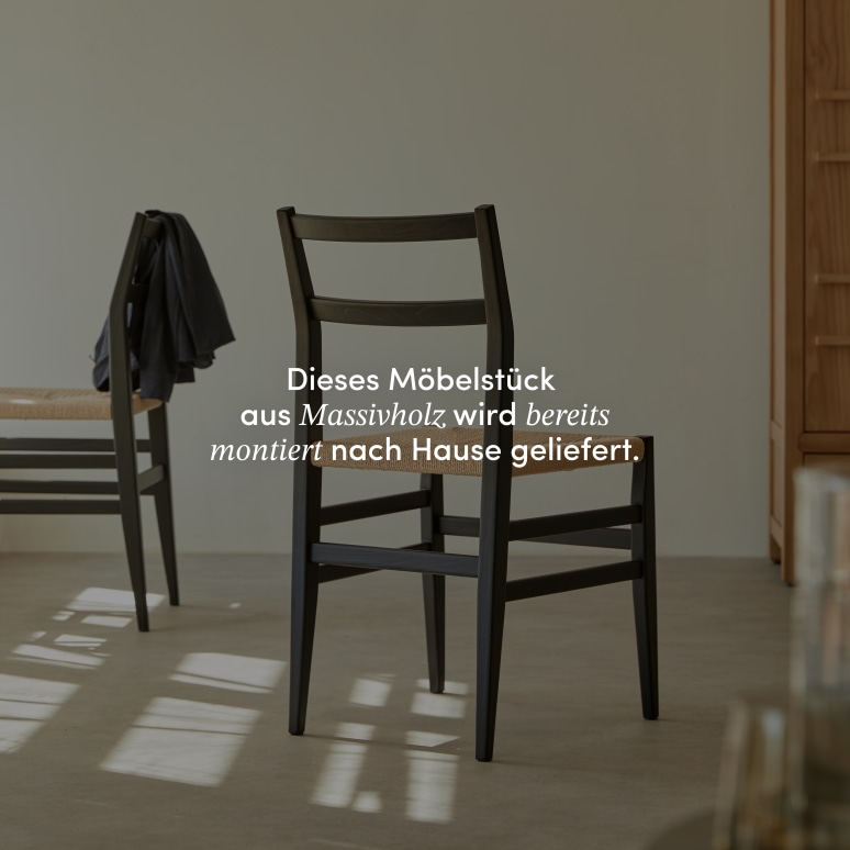 Clarisse - Stuhl aus massiver Ulme in Schwarz und Kordelgeflecht