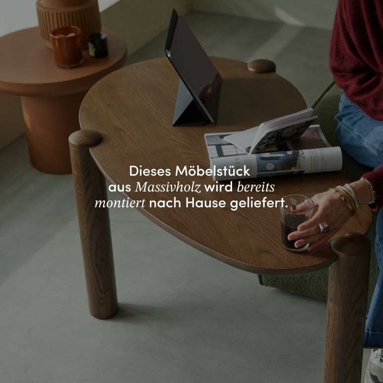 Nora - Couchtisch aus massivem Eichenholz, hohe Ausführung