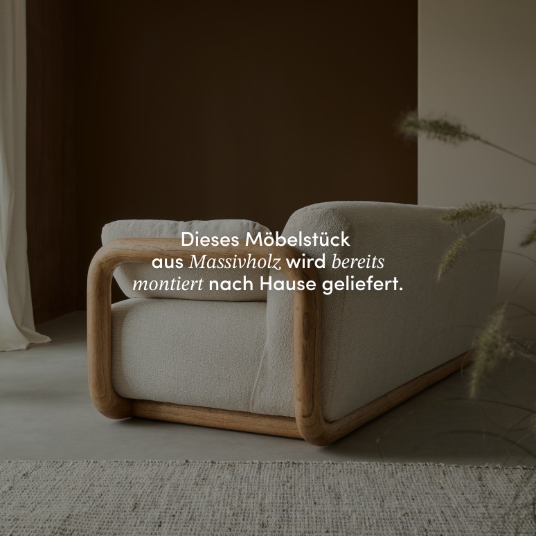 Bastian - Sofa aus massivem Mindiholz und Stoff, 3-Sitzer