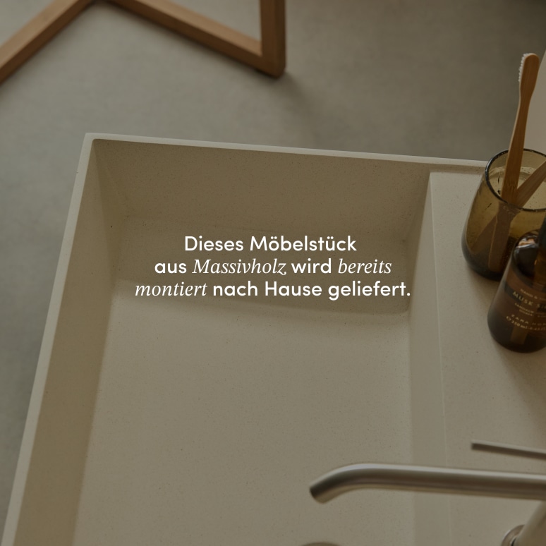 Margot - Waschtisch aus massivem Hevea und Beton 80 cm