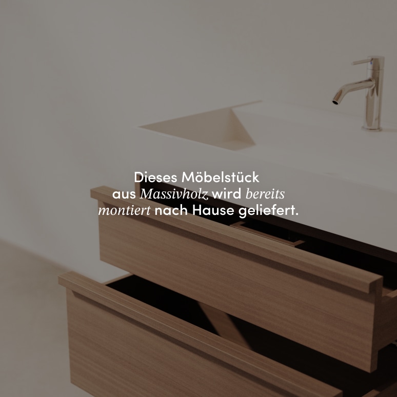 Margot - Waschtisch aus massivem Hevea und Terrazzo 80 cm