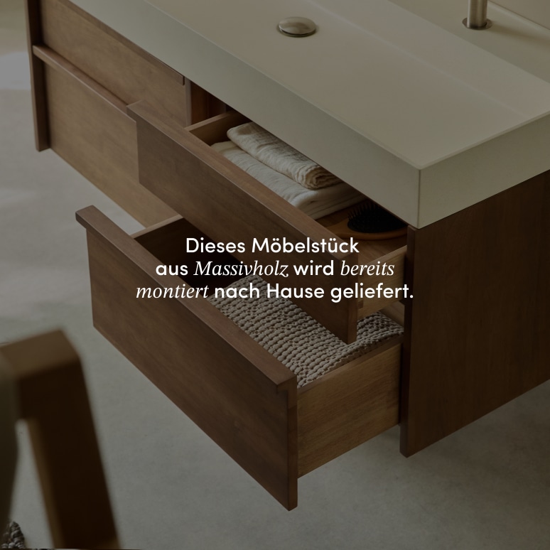 Margot - Waschtisch aus massivem Hevea und Beton 120 cm