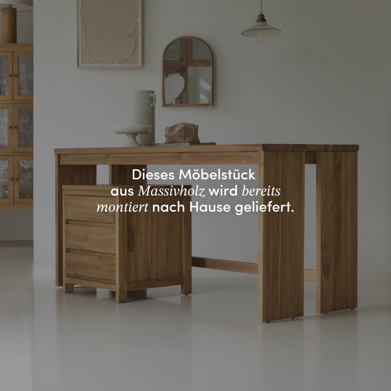 Eden - Schreibtisch aus massivem Teak mit Schubladenmodul