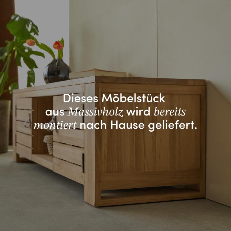 Minimalys - TV Schrank aus massivem Teakholz 135 cm