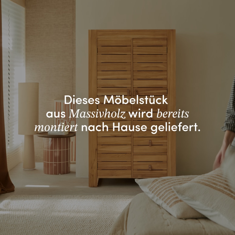 Minimalys - Kleiderschrank mit Kleiderstange aus massivem Teak