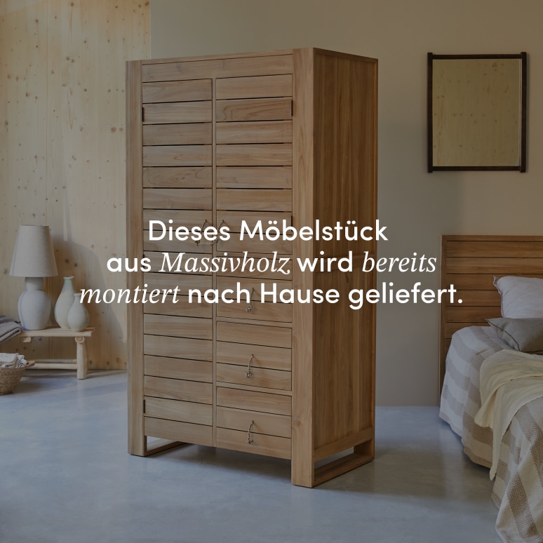 Minimalys - Kleiderschrank mit Kleiderstange aus massivem Teak
