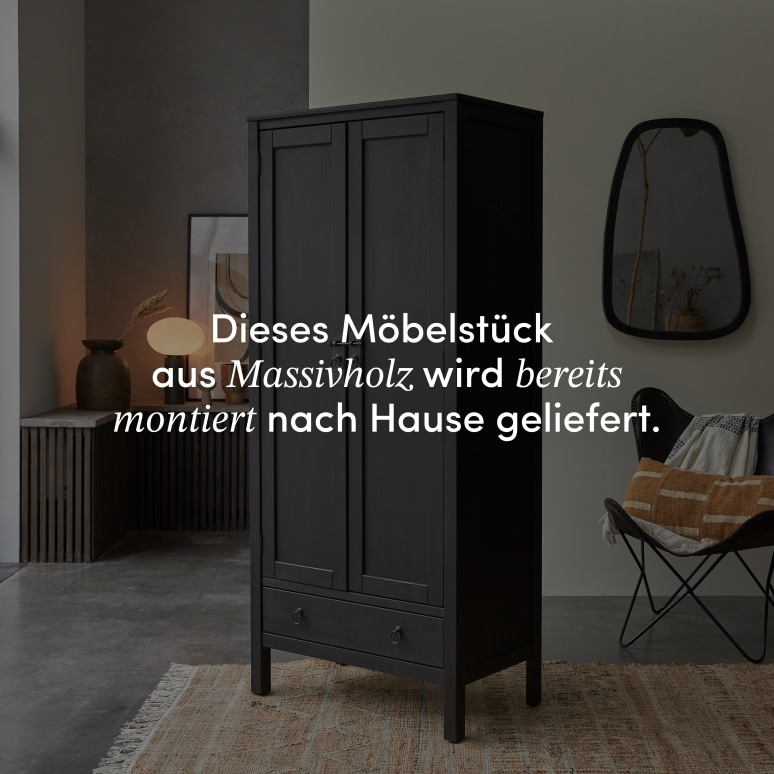 Thaki Black - Garderobenschrank aus Massivkiefer