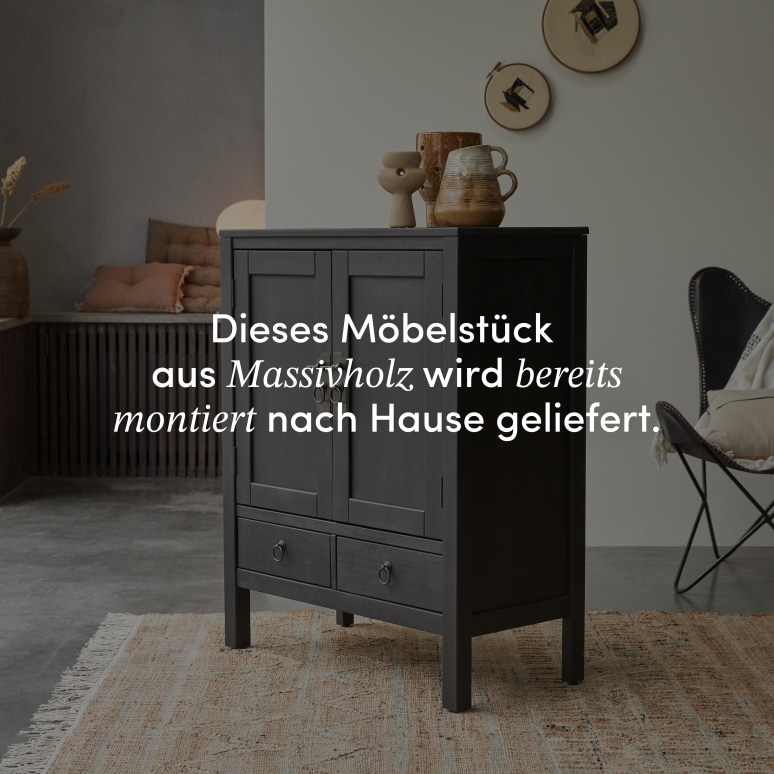 Thaki Black - Anrichte aus massivem Kiefernholz 80 cm