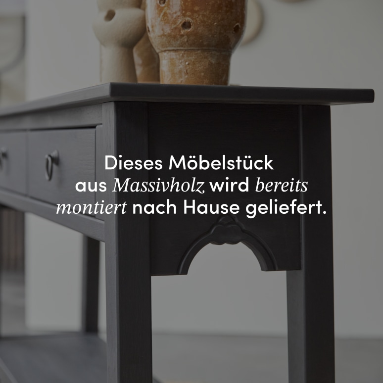 Thaki Black - Flurkonsole aus Massivkiefer mit 2 Schubladen T. 35 cm