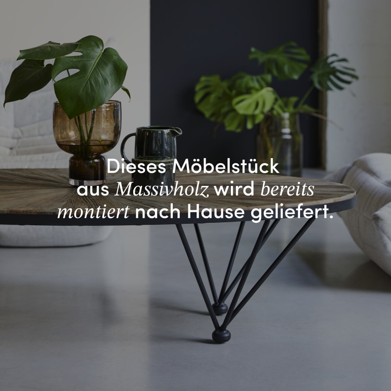 Lancelot - Couchtisch aus massivem Ulmenholz und Metall