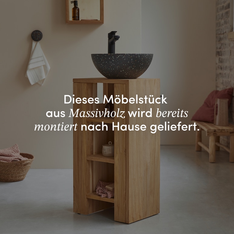 Stelle - Waschtischunterschrank rechts aus massivem Teakholz