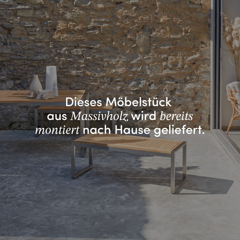 Arno - Gartenbank aus massivem Teakholz und Edelstahl