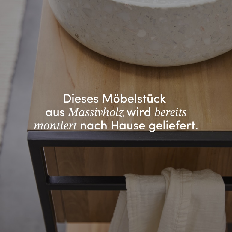 Michal - Waschtischunterschrank aus massivem Teakholz und Metall 140 cm