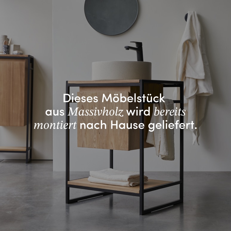 Michal - Waschtischunterschrank aus massivem Teakholz und Metall 60 cm
