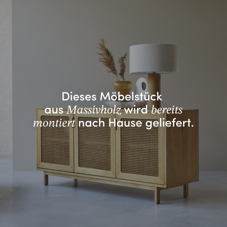 Luis - Buffet aus massivem Ulmenholz und Rattangeflecht 160 cm
