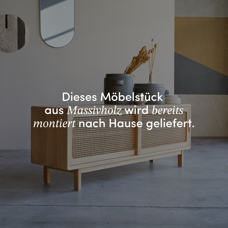 Luis - TV-Schrank aus Ulme und Rattangeflecht 140 cm