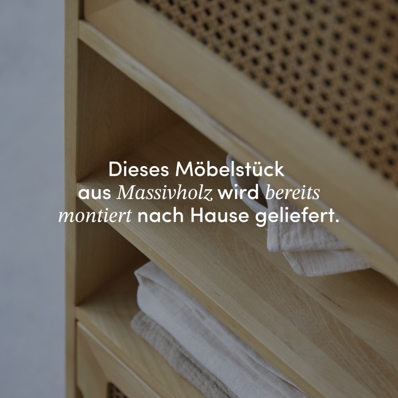 Luis - Hoher Bücherschrank aus Ulme und Rattangeflecht