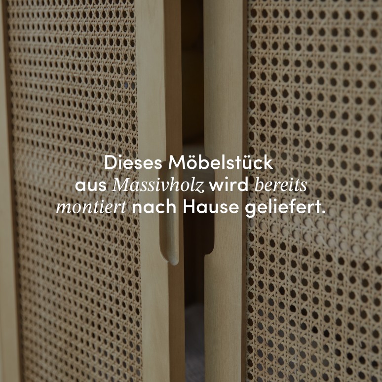 Luis - Schrank aus massiver Ulme und Rattangeflecht