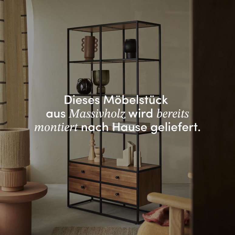 Agra - Bücherregal aus massiver Akazie und Metall