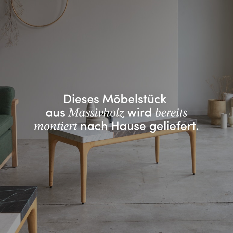 Stonepiet - Couchtisch aus massivem Eichenholz und Marmor 111x48 cm